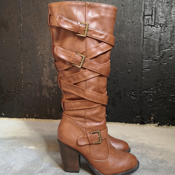 Just Fab Debrina Brown Boots Sz US 6.5 - Picture 3 of 10